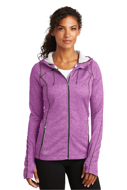 Ogio Womens Endurance Pursuit Full Zip Hooded Sweatshirt Hoodie w/ Pockets - Impact Purple - Closeout