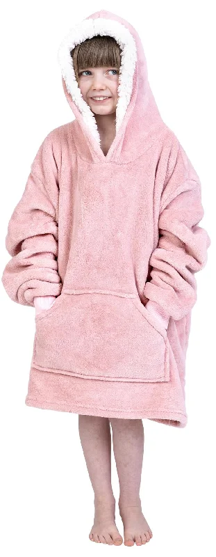 Kids Oversized Hoodie Blanket Sherpa Hooded Sweatshirt Top Large, Pink