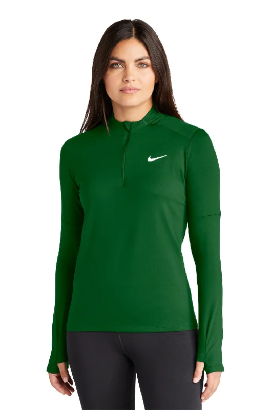 Nike Womens Element Dri-Fit Moisture Wicking 1/4 Zip Sweatshirt - Dark Green