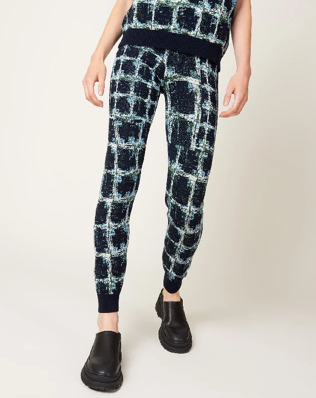 Dusk Knitted Pants in Black Shibori Checks