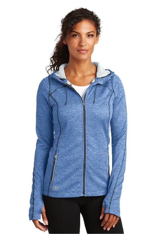 Ogio Womens Endurance Pursuit Full Zip Hooded Sweatshirt Hoodie w/ Pockets - Electric Blue - Closeout