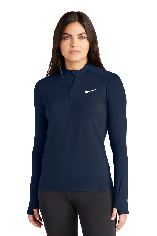 Nike Womens Element Dri-Fit Moisture Wicking 1/4 Zip Sweatshirt - Navy Blue