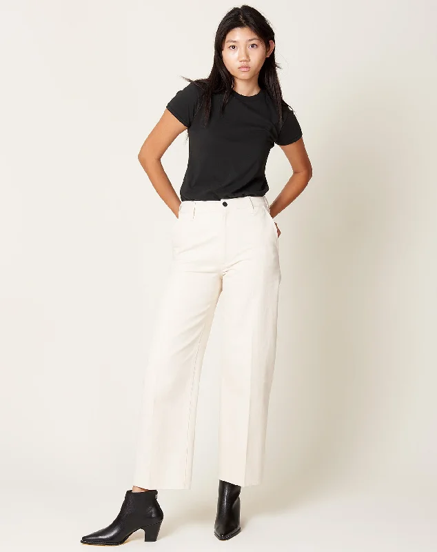 Wide Leg Column Jeans in Ecru