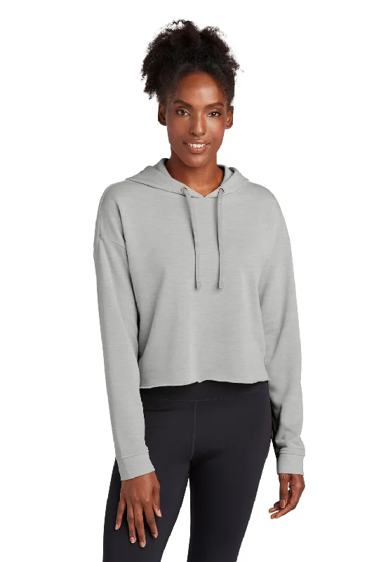 Sport-Tek Womens Moisture Wicking Fleece Crop Hooded Sweatshirt Hoodie - Heather Light Grey