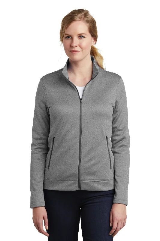 Nike Womens Therma-Fit Moisture Wicking Fleece Full Zip Sweatshirt w/ Pockets - Heather Dark Grey