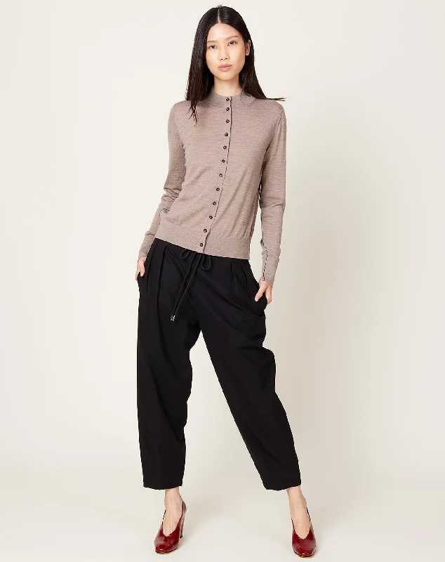 Barrel Leg Drawstring Trouser in Black