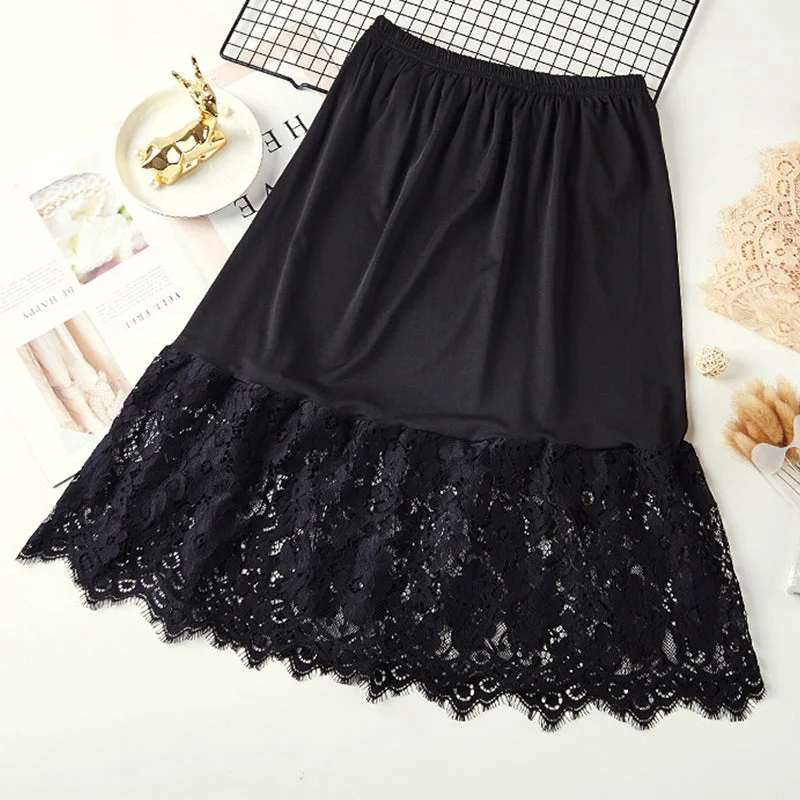 Amy Fashion - Extender Knee Lace Slip Hollow Skirts