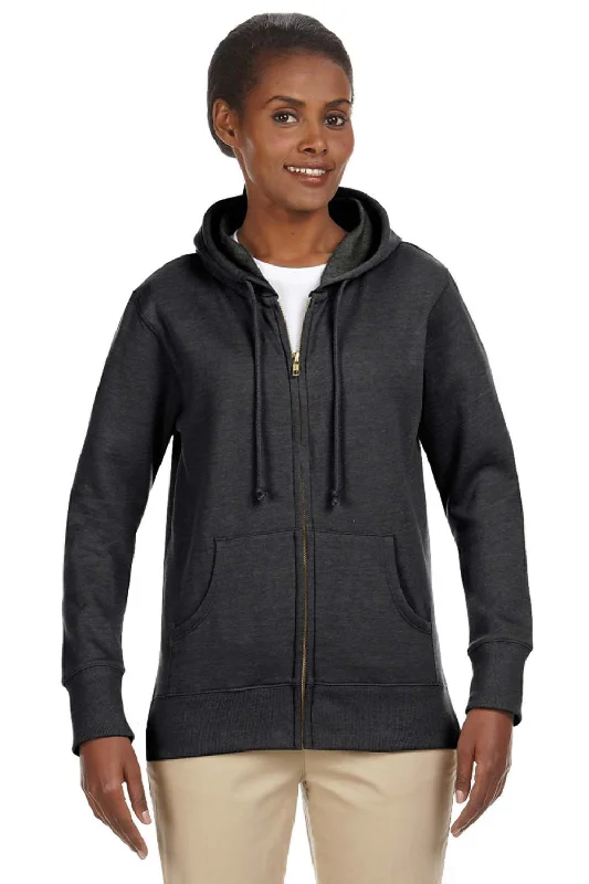 Econscious Womens Heathered Fleece Full Zip Hooded Sweatshirt Hoodie w/ Pockets - Charcoal Grey