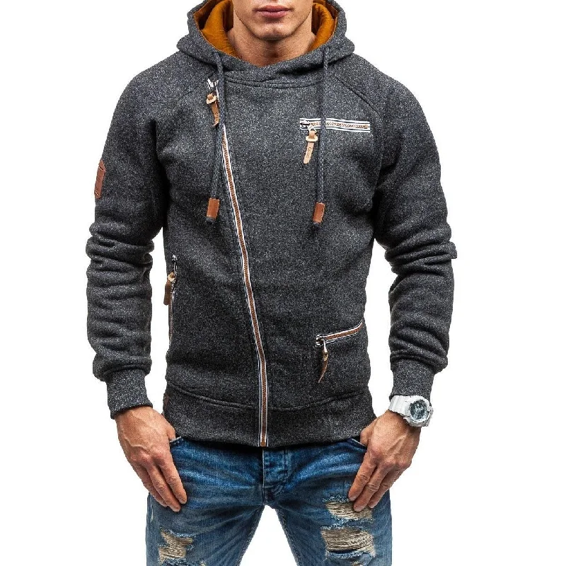 Men Side zipper gauze hoodies sweater