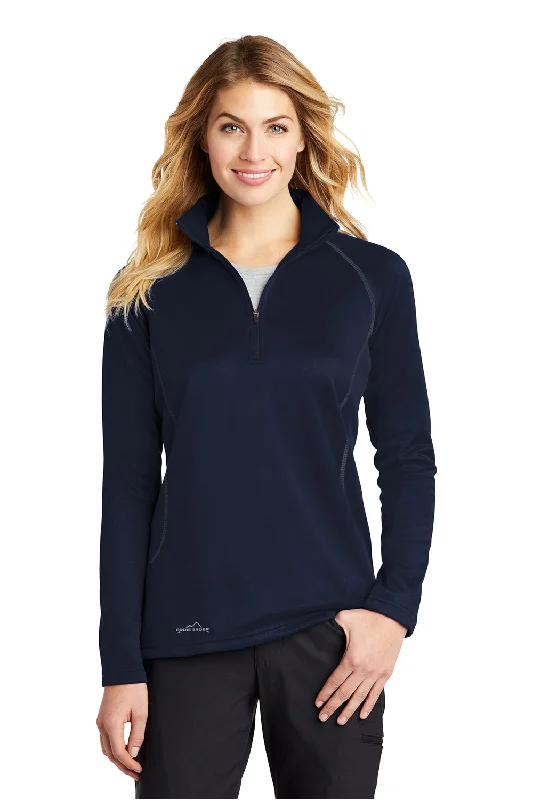 Eddie Bauer Womens Smooth Fleece 1/4 Zip Sweatshirt - River Navy Blue