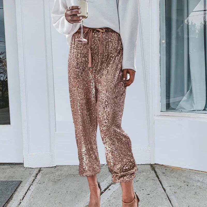 Amy Fashion - High Waist Sequin Long Pants