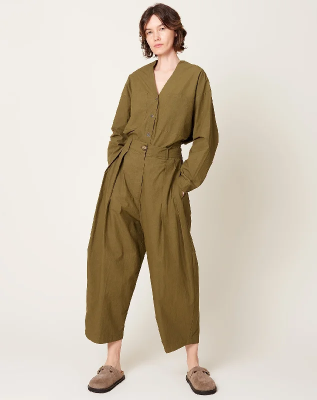 Voluminous Pleat Trouser in Army