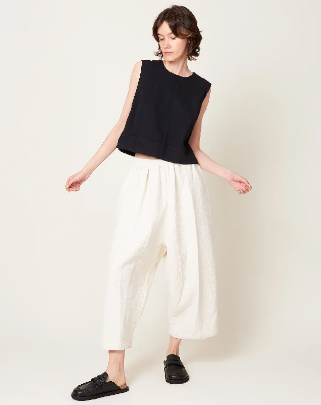 Relaxed Crop Pleat Pant in Italian Wool Bouclé