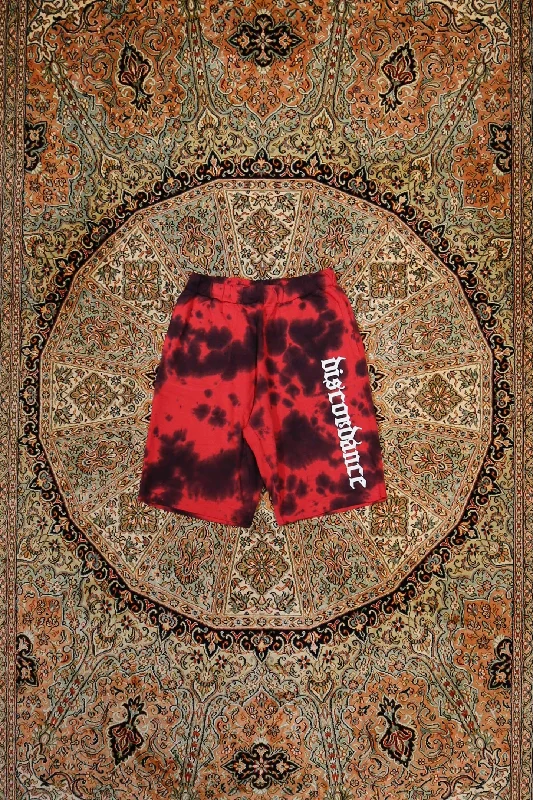 Children of the discordance HAND DYEING & LOGO PRINT SHORTS (RED)