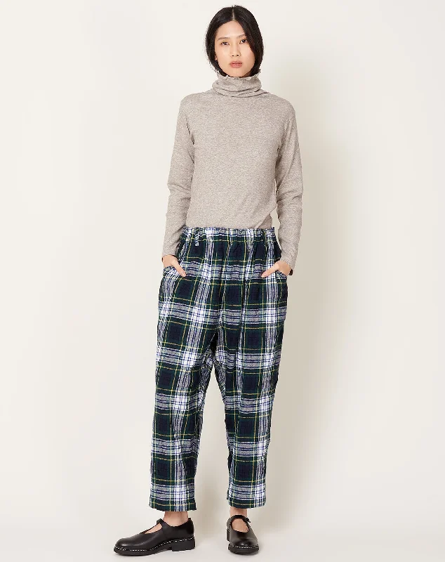 Wool Washer Tartan Pants in Green