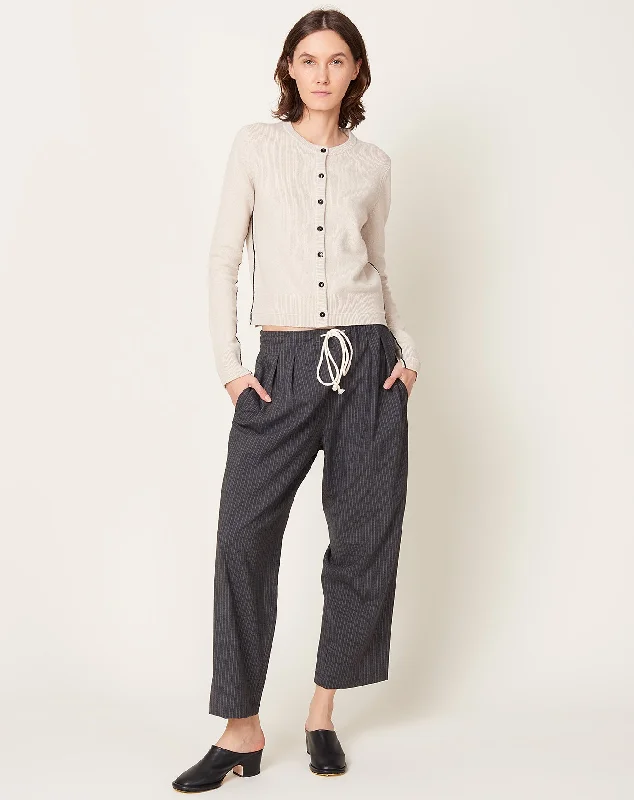 Cosy Drawstring Pant in Charcoal Pinstripe