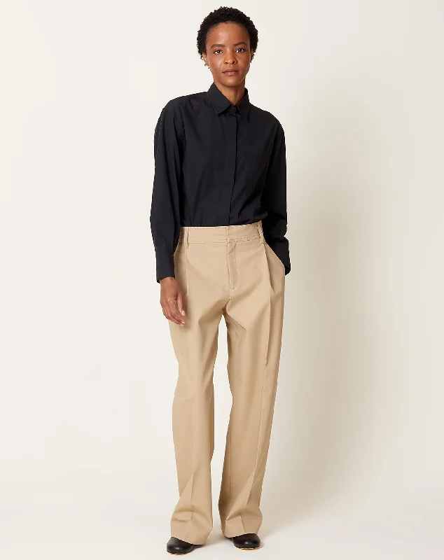 Mid Rise Single Pleat Front Trouser in Sand