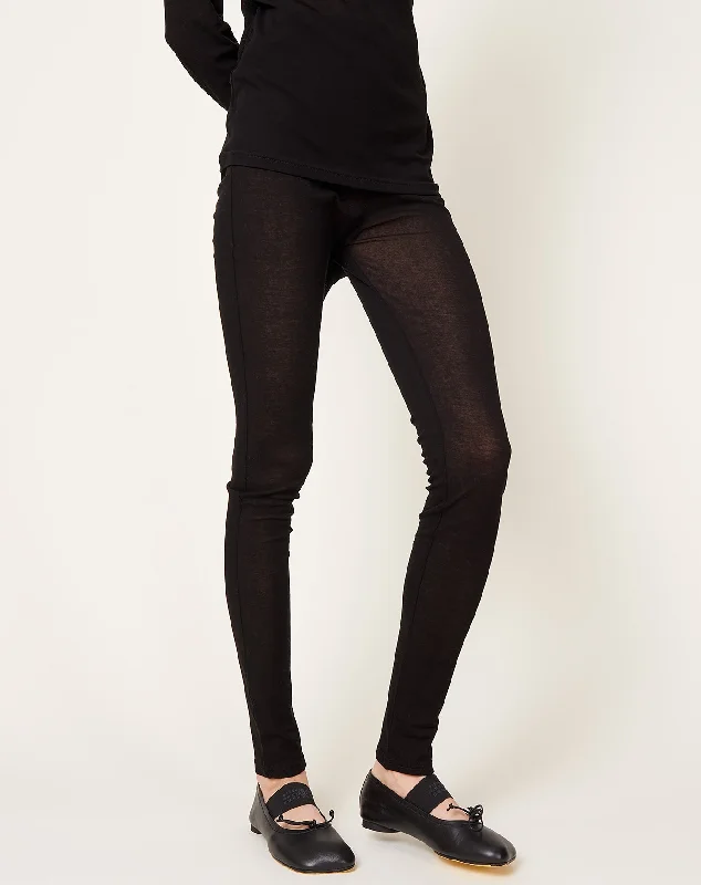 Rib Jersey Leggings in Black