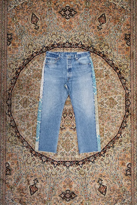 Children of the discordance DEADSTOCK CURTAIN PATCHWORK JEANS (BLUE)②