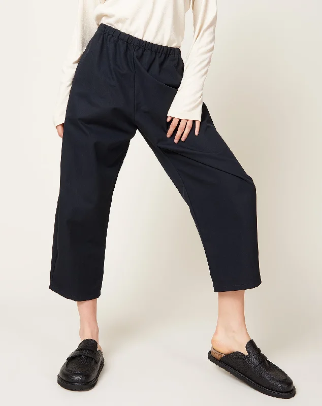 Technical Cotton Gabardine Curved Leg Trouser in Night