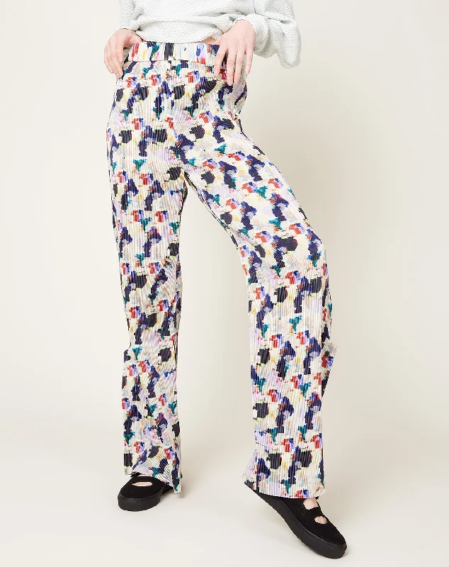 Remember Plisse Pant in Light Flowery Clouds