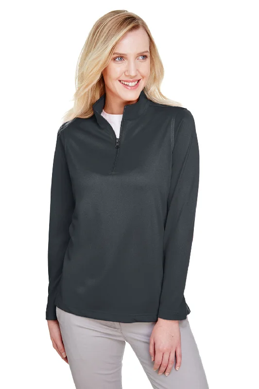 Harriton Womens Advantage Performance Moisture Wicking 1/4 Zip Sweatshirt - Dark Charcoal Grey