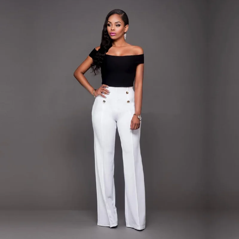 Amy Fashion - High Waist Formal Elegant Long Trousers