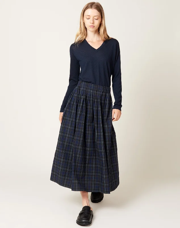 Tartan Poplin Skirt in Blue