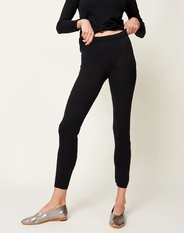 Cotton Cashmere Leggings in Black