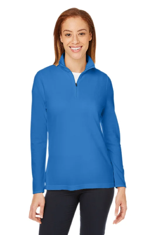 Devon & Jones Womens New Classics Performance Moisture Wicking 1/4 Zip Sweatshirt - French Blue