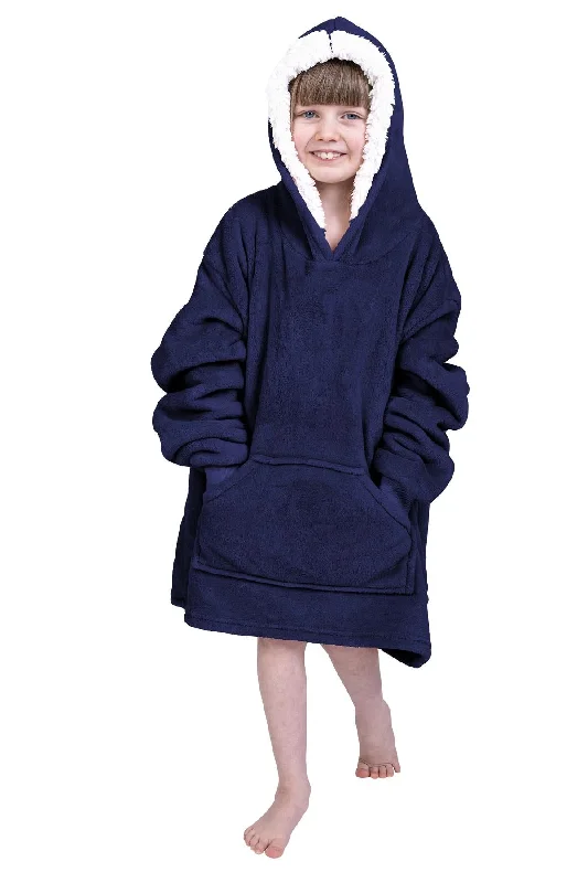 Kids Oversized Hoodie Blanket Sherpa Hooded Sweatshirt Top Large, Blue