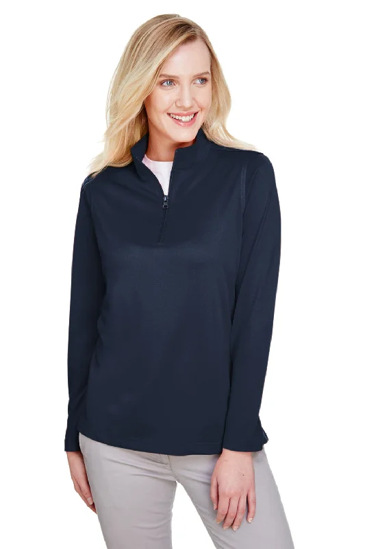 Harriton Womens Advantage Performance Moisture Wicking 1/4 Zip Sweatshirt - Dark Navy Blue