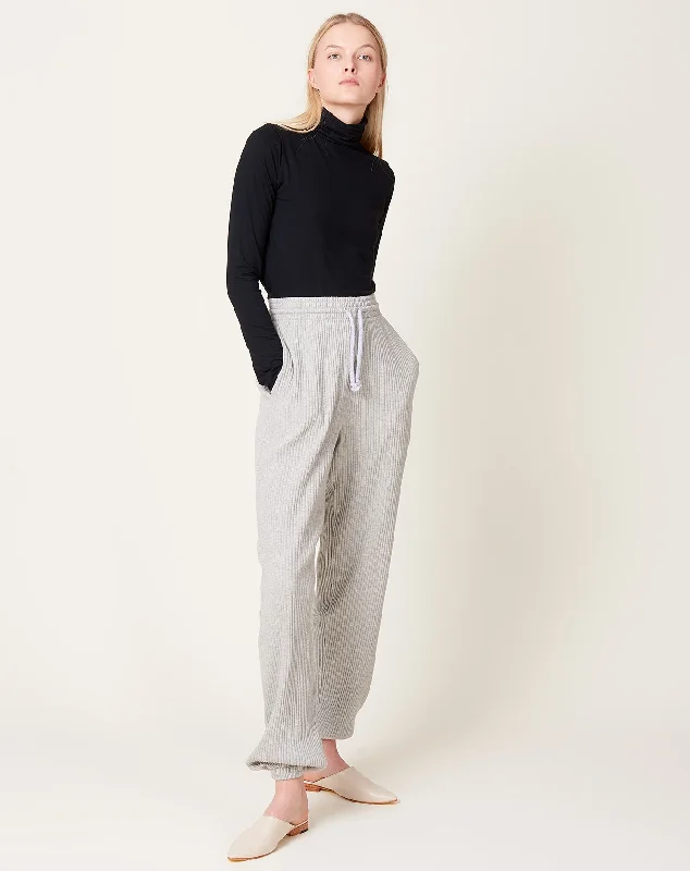 Sweat Pants in Grey Melange Fleece Rib