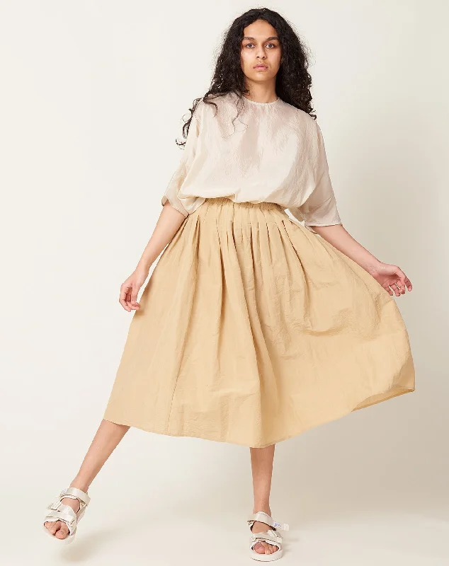 Pleat Skirt in Honey Linen Cotton