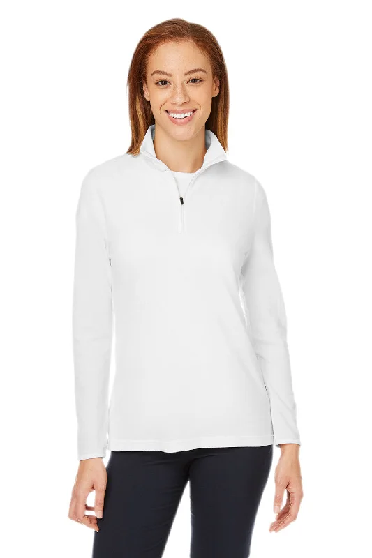 Devon & Jones Womens New Classics Performance Moisture Wicking 1/4 Zip Sweatshirt - White - Closeout