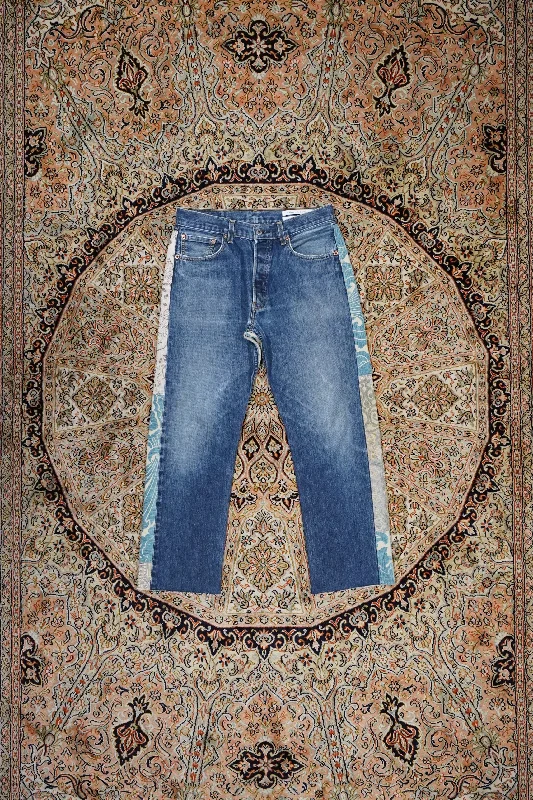 Children of the discordance DEADSTOCK CURTAIN PATCHWORK JEANS (BLUE)①