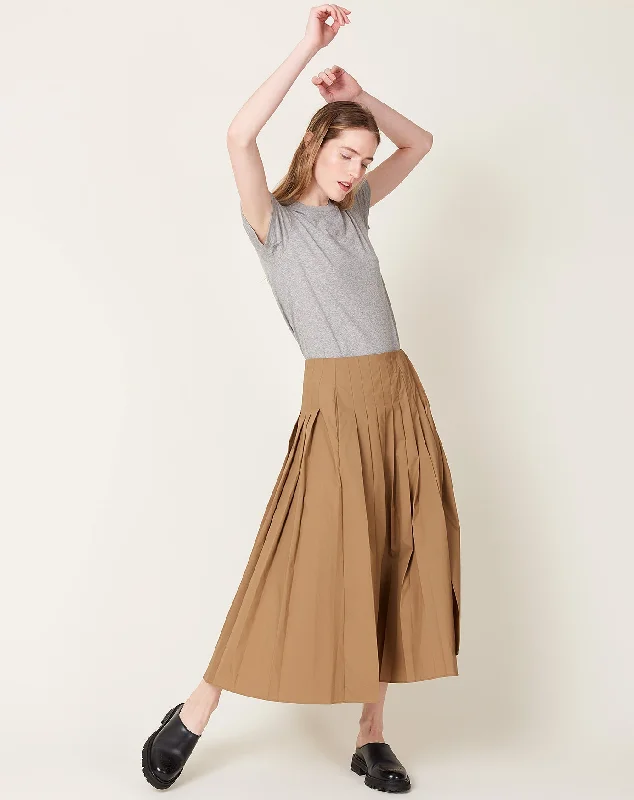 Pleated Wrap Skirt in Khaki