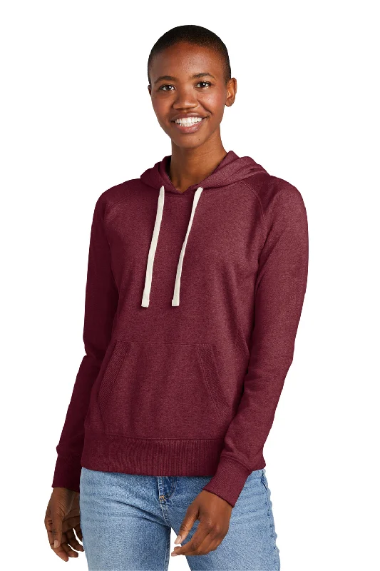 District Womens Re-Fleece Hooded Sweatshirt Hoodie w/ Pouch Pocket - Heather Maroon