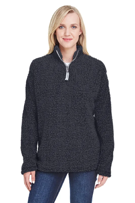 J America Womens Epic Sherpa Fleece 1/4 Zip Sweatshirt - Black