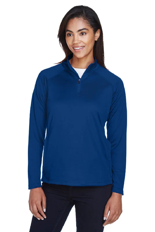 Devon & Jones Womens Compass Stretch Tech Moisture Wicking 1/4 Zip Sweatshirt w/ Pockets - True Royal Blue