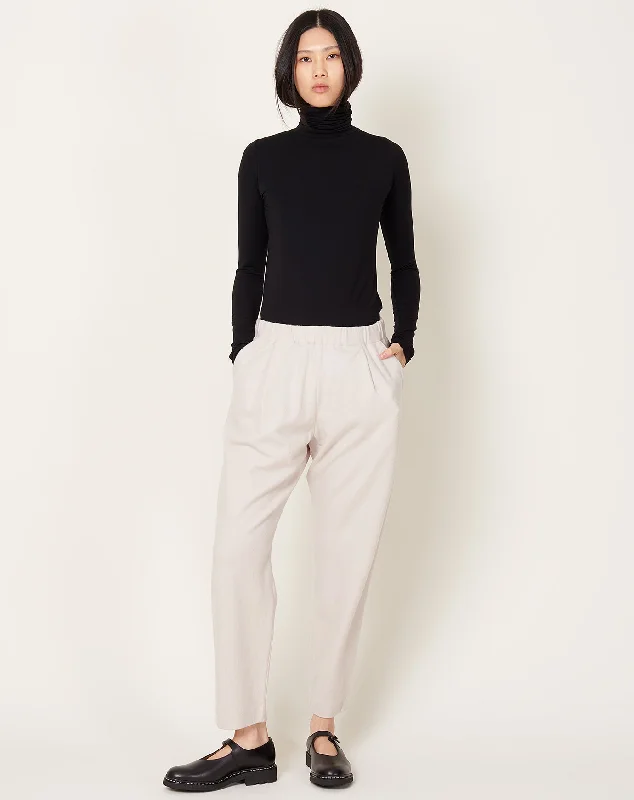 Wool Tuck Pants in Ecru