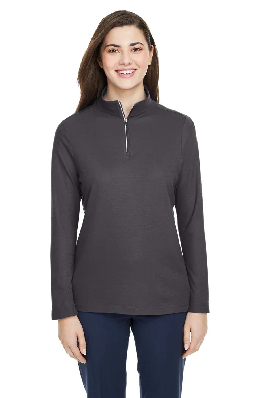 Core 365 Womens Fusion ChromaSoft Performance Moisture Wicking Pique 1/4 Zip Sweatshirt - Carbon Grey