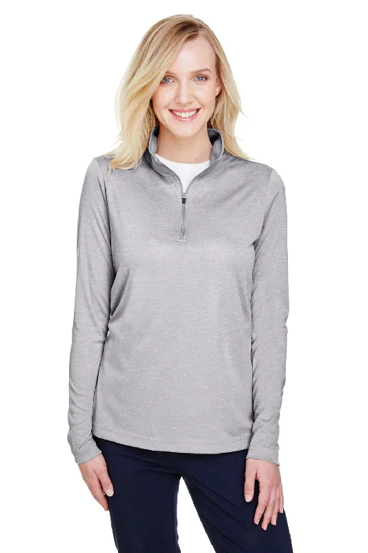 Team 365 Womens Zone Sonic Performance Moisture Wicking 1/4 Zip Sweatshirt - Heather Grey