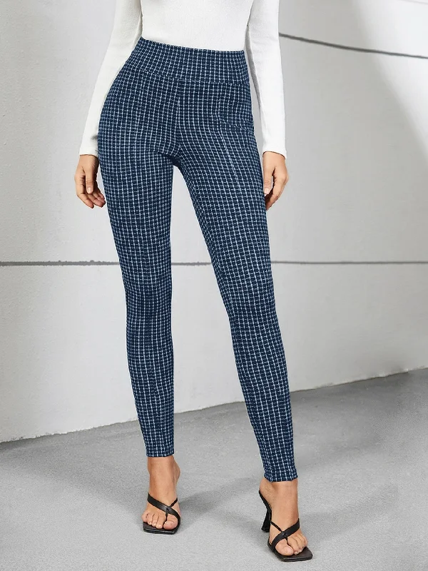 Amy Fashion - Plaid Print Skinny Pants