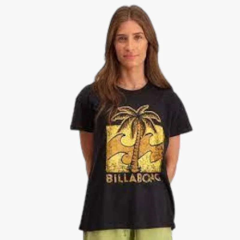 Billabong Ladies Waves And Palm Short Sleeve Tee Anthracite