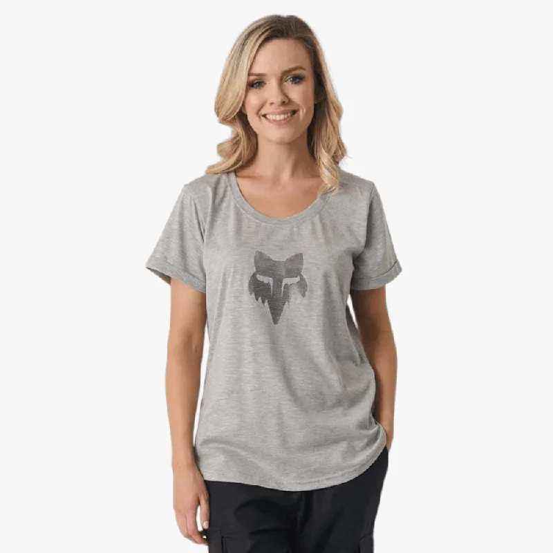 Fox Womens Strip Head Short Sleeve Tee Grey Mel