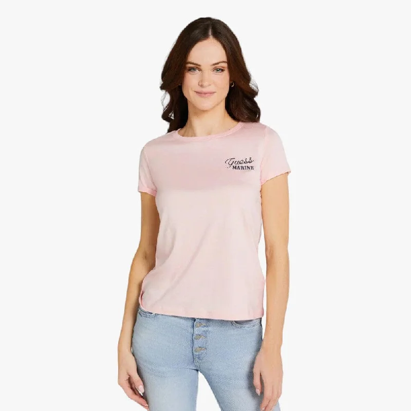 Guess Womens Marine Logo Short Sleeve Tee Pink