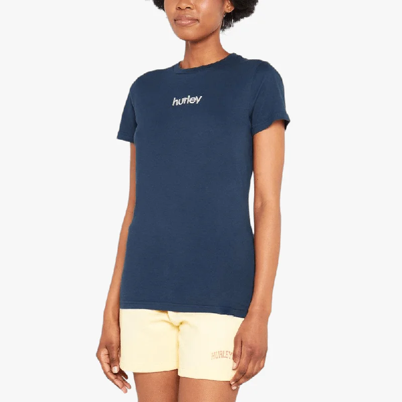 Hurley Ladies Staple Embroidered Short Sleeve Tee True Navy