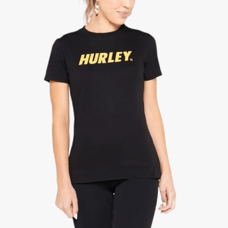 Hurley Womens Fastlane Short Sleeve Tee Black Golden Cob