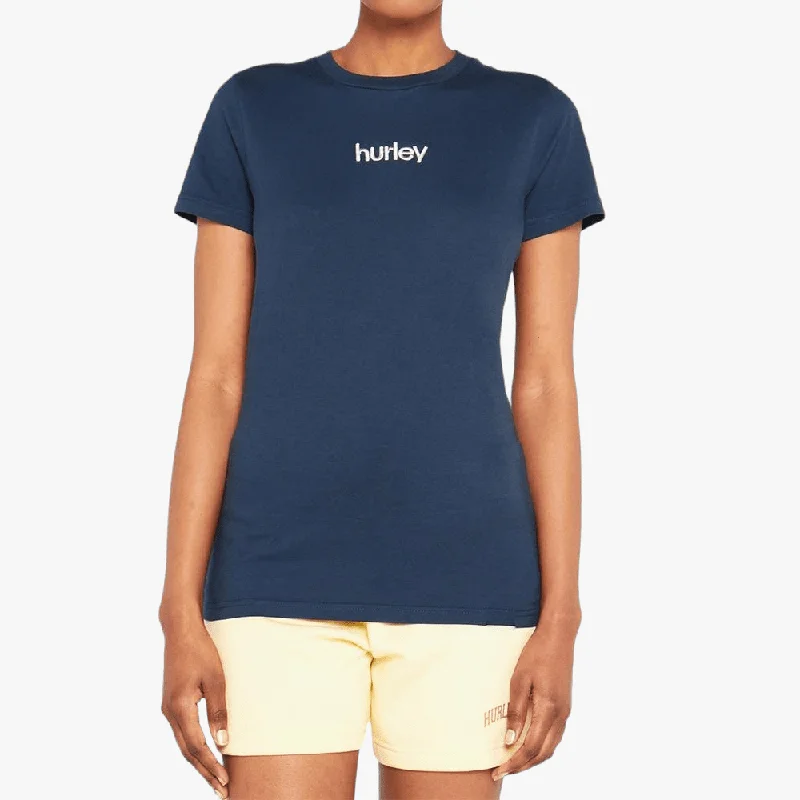 Hurley Womens Staple Embroidered Short Sleeve Tee True Navy